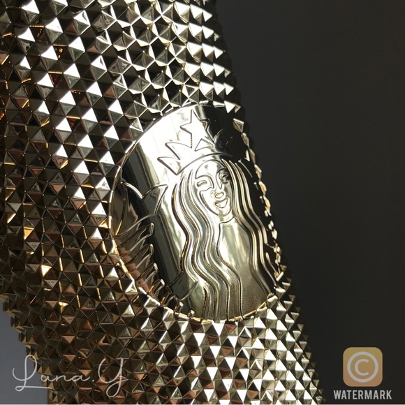 Starbucks Metallic Gold Chrome Studded Bling Cup Tumbler Grande 2022 Holiday - Picture 3 of 7